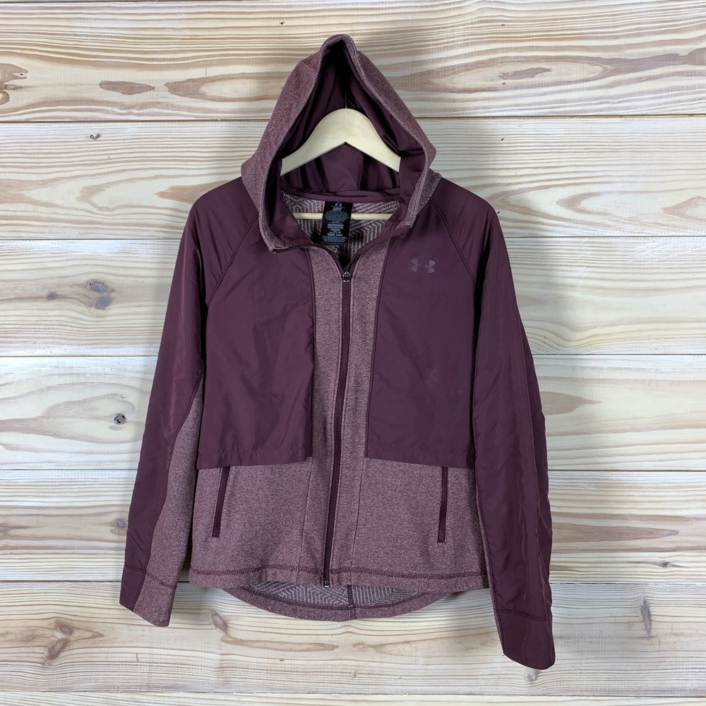 Under Armour ColdGear Jacket Womens Medium Purple Hooded Windbreaker Fleece‎